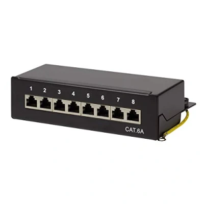 Bild av LogiLink Professional Cat.6A (500 MHz) patchpanel fördelningsfält, bord/vägg/skrivbord, STP (skärmad) 8 port (RJ45)
