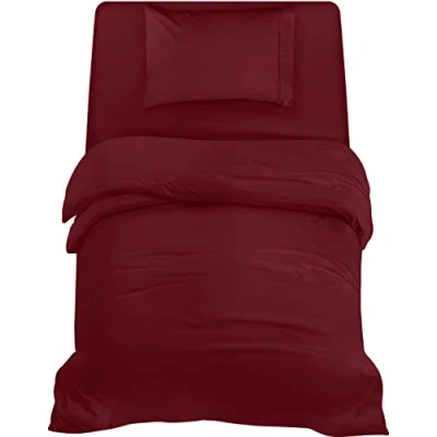 Bild av Utopia Bedding 3 Piece Sängkläder Set Mjuk borstad Microfiber Polyester Påslakan (135x200cm), Spännlakan (90x190cm) med Kuddfodral (50x75cm), Bourgogne