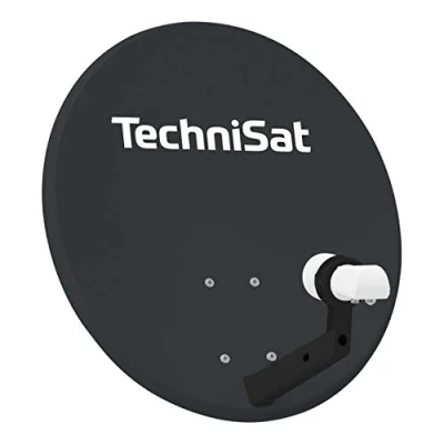 Bild av TechniSat TECHNITENNE 60 satellitskål för 2 deltagare (60 cm digitalt satellitsystem, komplett set av antenn med masthållare och universell Twin LNB) ljusgrå