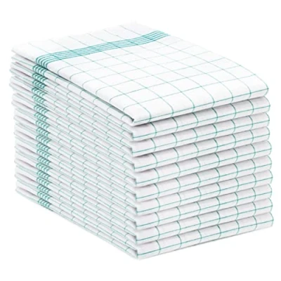 Bild av Zollner Diskhanddukar i bomull, 10 pack, 50 x 70 cm, superabsorberande och hållbara kökshanddukar, tvättbara upp till 95 C, restaurangkvalitet, Oeko Tex® certifierad, turkos vit rutig