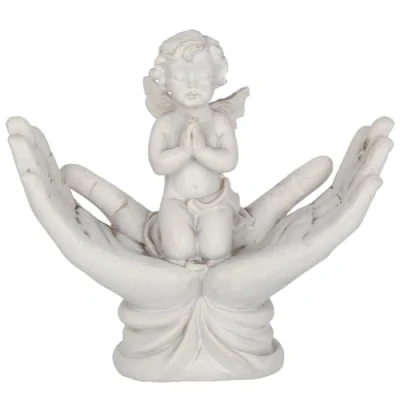 Bild av Nemesis Now NEM3997 Raised To Heaven Cherubfigur 11 cm, harts, vit, sakkunnigt utformad kerub figur, ny föräldergåva, gjuten i finaste handmålad