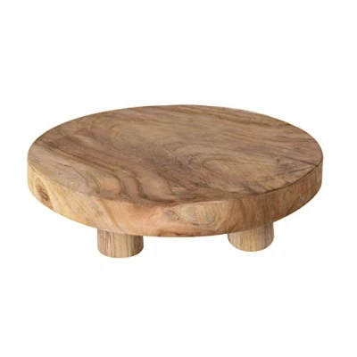 Bild av Spetebo Äkta trä växtpall teak 30 x 7 cm liten dekorativ pall blompall massiv handgjord