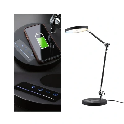 Bild av Paulmann 78910 LED bordslampa Numis Vit Strömbrytare Qi laddningsfunktion inkl. 1x11 watt dimbar Svart Aluminium, plast 2.700 6.500 K