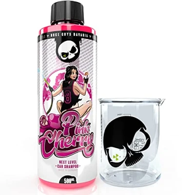 Bild av Nuke Guys Bilschampo Pink Cherry, 500 ml koncentrat med Griffin mätkopp, 50 ml, skala högskummande, unik glidegenskap skonsamt schampo mot smuts