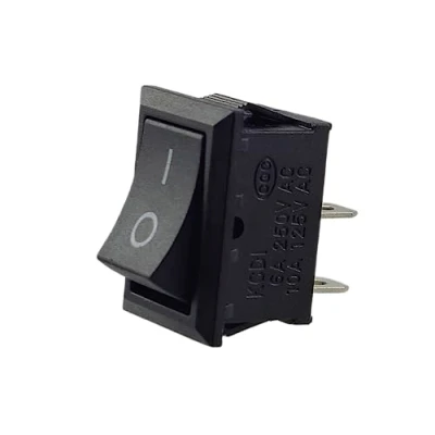 Bild av vippströmbrytare, enhetsomkopplare, mini vippströmbrytare 250 V 6 A 125 10 AC, KCD1 (6 9 AC/DC) svart rektangulär 19 x 13 mm, 2 stift på/av