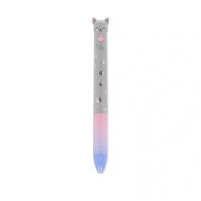 Bild av Legami tvåfärgad, blått och rosa bläck, Click&amp;Clack penna, perfekt för skolkontor hemma, 1 mm spetsdiameter, Kitty motiv