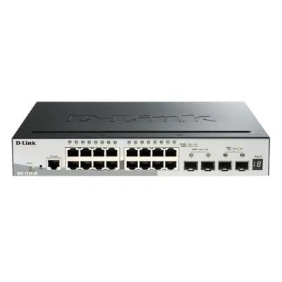 Bild av D Link DGS 1510 20 Smart Managed Gigabit Stack Switch (20 portar, varav 16 x 10/100/1000 Mbit/s, 2 SFP, 10G SFP+)