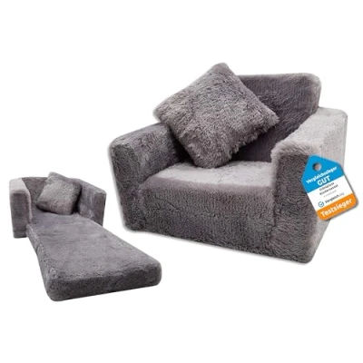 Bild av Odolplusz Barnfåtölj, minifåtölj, barnstol, relaxfåtölj, gosig fåtölj (grafit)
