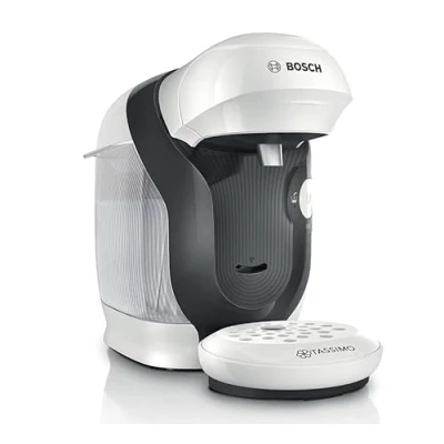 Bild av BOSCH Tassimo Happy Friendly kaffebryggare, upp till 70 drycker, OneTouch, individuell beredning, kompakt design, Intellibrew, vit, TAS114E
