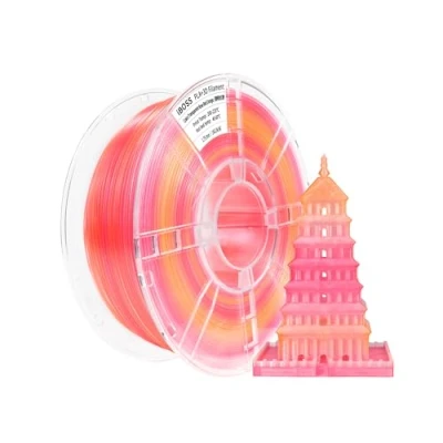 Bild av iBOSS Gradient PLA Plus Filament with 3D Printer, 1.75 +/ 0.02 mm, 1kg Spool (2.2lbs) Transparent Two Tone Pro Filament, Suitable for Most FDM Printers (Transparent Pink, Red Orange)