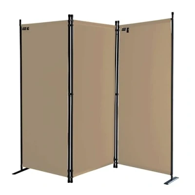 Bild av QUICK STAR Skärmvägg 3 delad 170 x 165 cm Beige Trädgård Utomhus Väderbeständig Balkong Insynsskydd Fällbar Tyg Rumsavdelare Avdelningsvägg Inomhus Paravent Skiljevägg