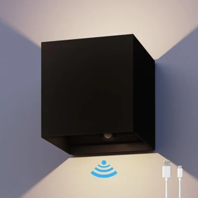 Bild av Calex LED laddningsbar sensor utomhus vägglampa, upp/ner, svart