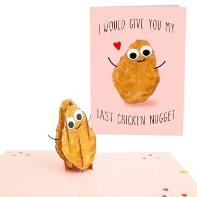 Bild av Central 23 popup kort för män kvinnor senaste chicken NUGGET vackert 3D födelsedag årsdag alla hjärtans dag rolig födelsedagskort partner levereras med klistermärken