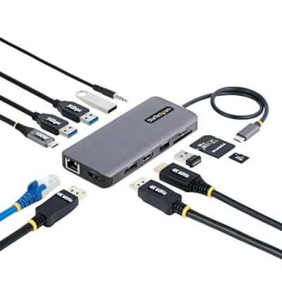 Bild av StarTech.com USB C Triple Monitor Multiport Adapter HDMI/DP/Card Reader docking station 3.2 Gen 1 / Thunderbolt 3 4 HDMI 2 x DP 1GbE