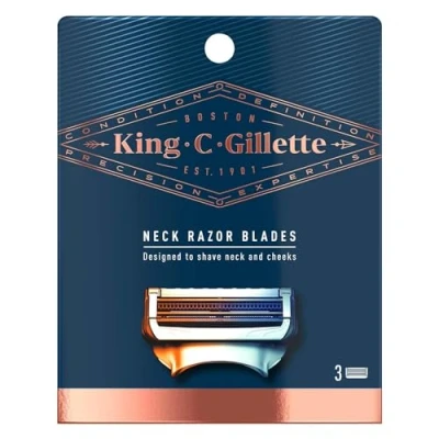 Bild av King C. Gillette Nackrakblad för män, 3 stycken rakblad påfyllningspennor med precisionstrimmer, 2 blad Skinguard
