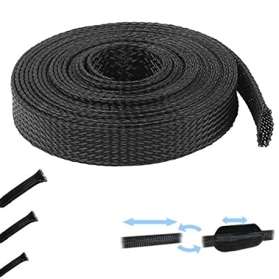 Bild av 1 m utdragbar flätad mantel svart polyeter 3 mm 5 8 12 18 30 50 automatisk elektrisk montering motorcykel scooter bil (8 (från till 15 mm))