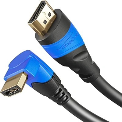 Bild av KabelDirekt 90 vinklad 8K/4K HDMI kabel 1 m med A.I.S skärmning, designad i Tyskland (stöder alla enheter som PS5/Xbox, Switch 8K@60Hz/4K@120Hz, HDCP, High Speed Ethernet)