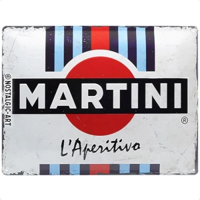 Bild av Nostalgic Art Plåtskylt i retrostil, Martini L&#039;Aperitivo Racing Stripes Presentidé för cocktail älskare, av metall, Deko vintagedesign, 30 x 40 cm
