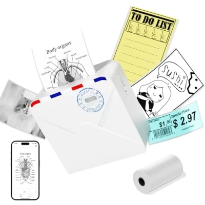 Bild av Omezizy Mini skrivare för smartphone, M02S miniklistermärken, skrivare, bluetooth termoskrivare, minifotoskrivare mobiltelefon, miniskrivare, fickskrivare studier, foton, scrapbooking,