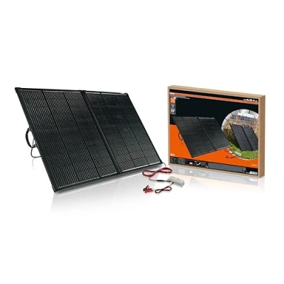 Bild av OSRAM BATTERYcharge SOLAR 200W, bärbar solpanel för off grid ström, batterihållare, hopfällbar med integrerat stativ, överladdningsskydd