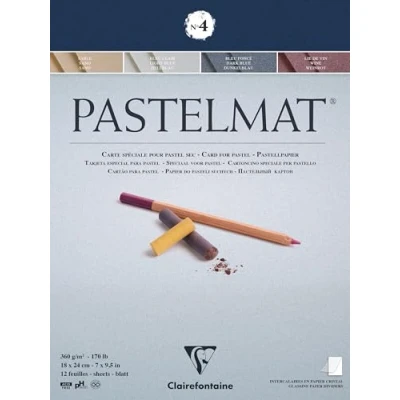 Bild av Clairefontaine Ref 96110C Pastelmat Pastellkort Pad No.4 (12 ark) 360 gsm kort 18 x 24 cm blandade färger speciellt formulerad för användning med pasteller