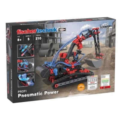 Bild av fischertechnik 533874 PROFI Pneumatic Power byggsats för barn från 8 år, pneumatiskt driven leksak, grävmaskin och 4 andra modeller att montera