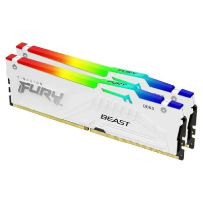 Bild av Kingston FURY Beast RGB DDR5 6400 32GB CL32 Dual Channel (2 pcs) AMD EXPO &amp; Intel XMP Vit med