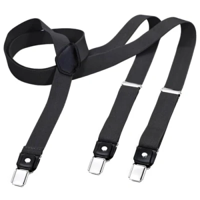 Bild av DonDon breda hängslen 2,5 cm 3 clips med läder i Y form elastisk och längdjusterbar olika designer