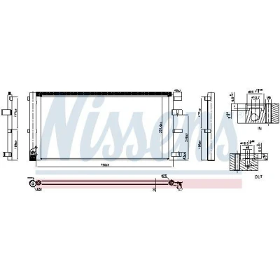 Bild av NISSENS 940829 Condenseur De Clim avec déshydrateur Aluminium 750 R 134a FORD: Transit Custom V362 Van, V363 Tourneo Minibus