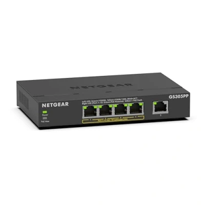Bild av Netgear GS305PP 5 Port Gigabit Ethernet SOHO Unmanaged Switch 4 Ports PoE+ (83W)