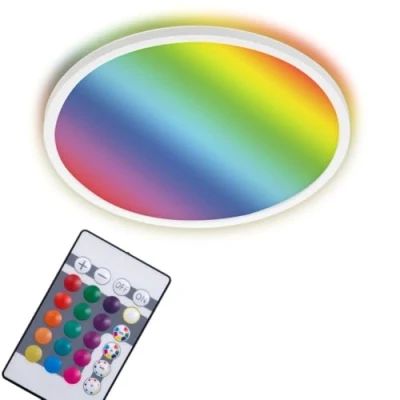 Bild av Briloner Lampor LED panel, dimbar taklampa, RGB, färgkontroll, bakgrundsbelysning, inkl. fjärrkontroll, 22 watt, 2 700 lumen, 4 000 Kelvin, vit, Ø 42 cm