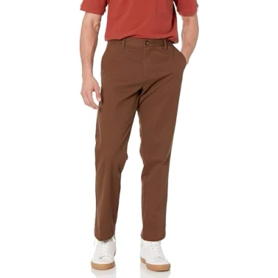 Bild av Amazon Essentials herr Classic Fit skrynkelbeständig platt framsida chinos byxa (finns i stor och hög), brun, 40 B x 28 L