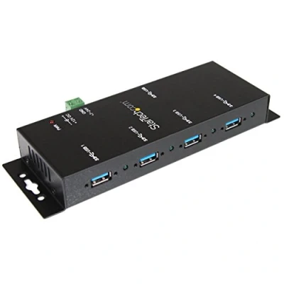 Bild av StarTech.com USB 3.0 hubb med 4 portar Industriell A i metall ESD och överspänningsskydd Skenskena/vägg/bordsmontering möjlig TAA kompatibel Expander Hub (ST4300USBM)
