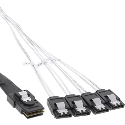 Bild av InLine 27620 mini SAS kabel SFF8087 till 4x SATA, 1: 1, OCR 0,5 m