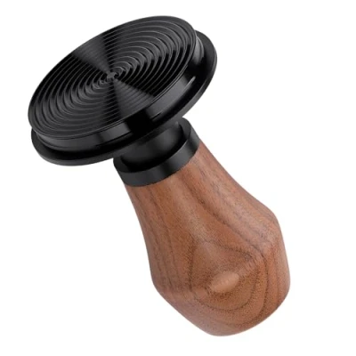 Bild av Normcore 53,3 mm espresso kaffebryggare V4 fjäderbelastad tamper med titan PVD beläggning krusningsbas 11,3 kg / 30 pund ersättningsfjädrar, äkta amerikansk valnötshandtag
