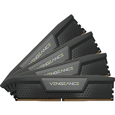 Bild av CORSAIR VENGEANCE DDR5 192GB (4x48GB) 5200MHz C38 Intel Optimerat Skrivbordsminne (Spänningsreglering Ombord, Anpassade XMP 3.0 Profiler, Kompakt Formfaktor, Solid Aluminiumvärmespridare) Svart