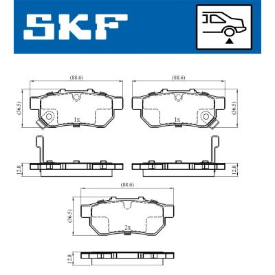 Bild av SKF VKBP 90381 A Jeu de plaquettes frein avec indicateur d&#039;usure HONDA: Jazz 2, CIVIC 6 Fastback, Stufenheck