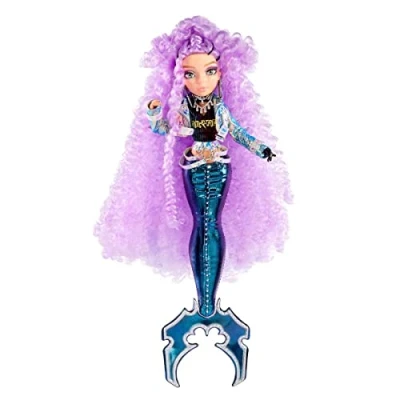 Bild av Mermaze Mermaidz Riviera samlardocka sjöjungfru modell med 1 svans som ändrar färg, lockigt lila hår, kläder och tillbehör är ledad att posera 4 år +