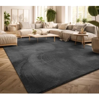 Bild av Matta Vardagsrum Stor Enfärgad Modern Design Tvättbar Gul Guld, Färg: Antracit, Storlek:200x280 cm