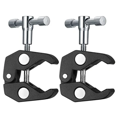 Bild av YiPHomn 2 stycken kameror Super Clamps, Magic Arm Clamp med 1/4 och 3/8 gängklämmor, kulhuvud stativklämmor för blixt, stativ, LCD/DV skärm, LED lampor