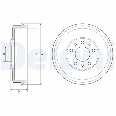 Bild av DELPHI BF578 Tambours de Frein sans bague ABS, roulement roue, palier 296