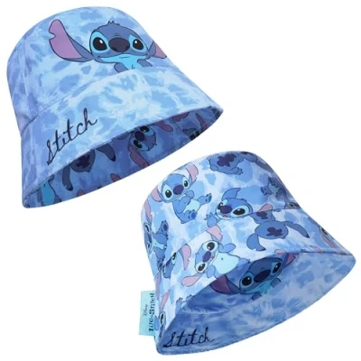 Bild av Disney Lilo &amp; Stitch fiskehatt barn, flickor Bucket Hat för sommar, semester, strand saker, Blå vändbar, En Storlek