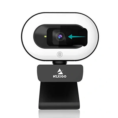 Bild av 2021 NexiGo StreamCam N930E, 1080P Webcam with Ring Light and Privacy Cover, Auto Focus, Plug Play, Web Camera for Online Learning, Zoom Meeting Skype Teams, PC Mac Laptop Desktop Computer