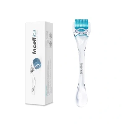 Bild av INCELLICE Derma Roller Microneedling, 200 Stift 1,5 mm, Enkelnålar Barroller Titan Mikronnål Ansiktsrulle för Ansikte Kropp Skincare Hår Tillväxt Hem