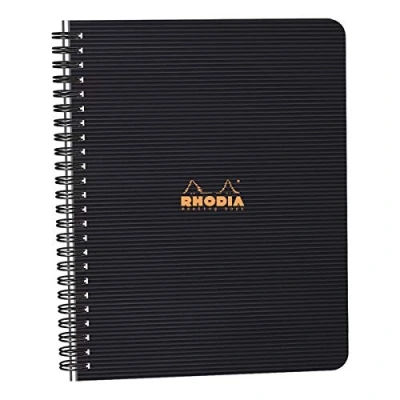 Bild av RHODIA 119941C Spiralanteckningsbok (integrerad bindning) mötesbok svart A5+ 16 x 21 cm förtryckt datum/anteckningar/åtgärd 160 avtagbara sidor Clairefontaine papper 90 gsm polyproomslag