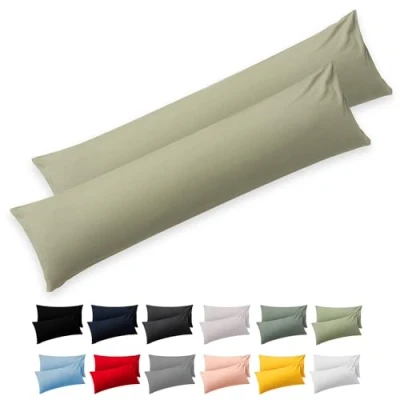 Bild av Blumtal Kuddfodral för sidosovare 40 x 145 (set med 2 Kuddfodral) Grön 100% Bomull, Oeko Tex certifierad, sidosovarkudde, dragkedja