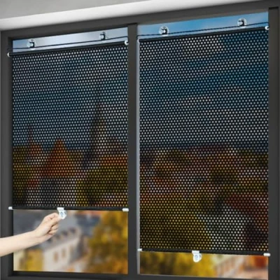 Bild av Sugkopp rullgardin solskydd rullgardiner med sugkoppar mörkläggningsrullgardin, fönster tillfälliga persienner infällbar balkong, utan borrning för kök, bil (40 x 60 cm)