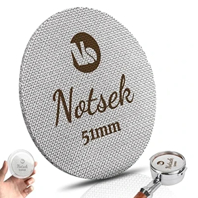 Bild av NOTSEK Puckskärm 51 mm med akrylförvaringslåda, återanvändbar 1,7 tjocklek 150 μm 316L rostfritt stål espressofilterskärm, espresso filterhållare nedre duschskärm
