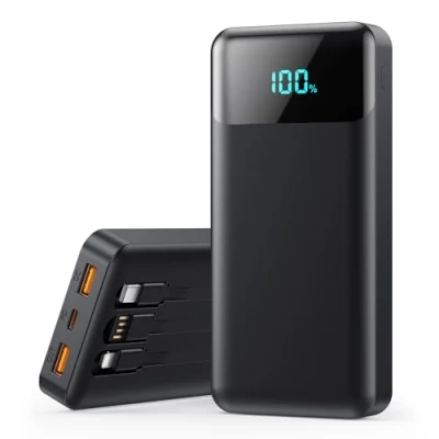Bild av Power Bank 26 800 mAh, powerbank USB C med kabel 25 W PD+QC4.0 snabbladdning externa mobiltelefonbatterier bärbar laddare LED display 5 utgångar kompatibel iPhone 16/15, Samsung