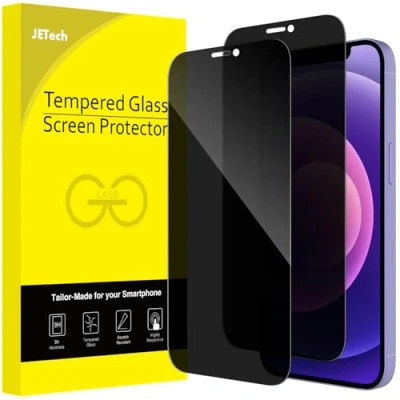 Bild av JETech Privacy Full Täckning Skärmskydd för iPhone 12/12 Pro 6,1 Tum, Anti Spy Screen Protector Privat Härdat Glas Film, Fall Vänlig, 2 Pack